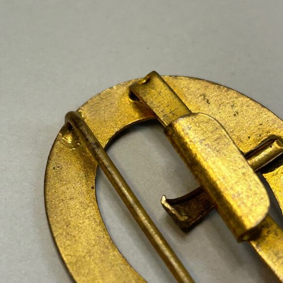 Vintage Champleve' Floral Enamel Brass Belt Buckle c 1920's - Picture 8 of 10